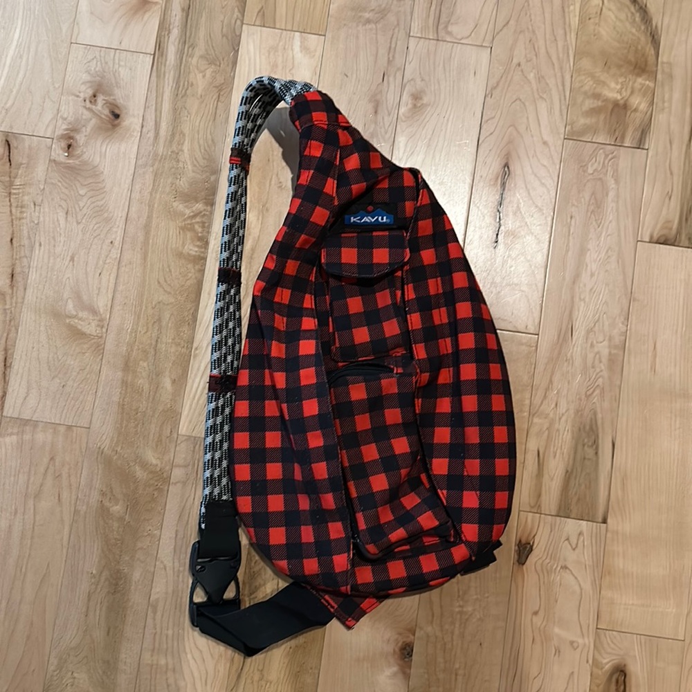 Barely used Kavu Buffalo Plaid shoulder back pack
